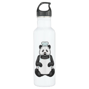 Panda als Chef met pet koken Waterfles