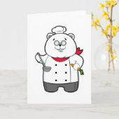 Panda als Cook met Soup ladle en Carrot Kaart (Gele Bloem)