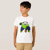 Panda als Football speler met Football T-shirt (Voorkant volledig)