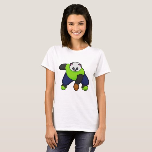 Panda als Football speler met Football T-shirt (Voorkant volledig)