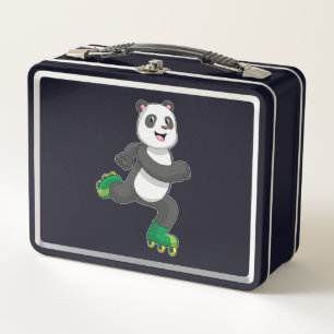 Panda als gealigneerde skater met Roller-schaatsen