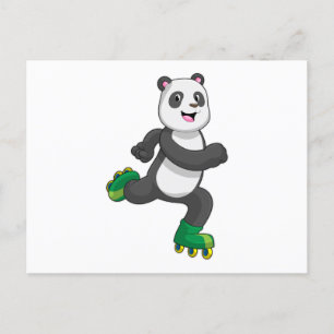 Panda als gealigneerde skater met Roller-schaatsen Briefkaart