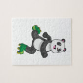 Panda als gealigneerde skater met Roller-schaatsen Legpuzzel (Horizontaal)