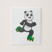 Panda als gealigneerde skater met Roller-schaatsen Legpuzzel (Verticaal)