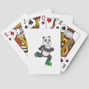 Panda als gealigneerde skater met Roller-schaatsen Pokerkaarten