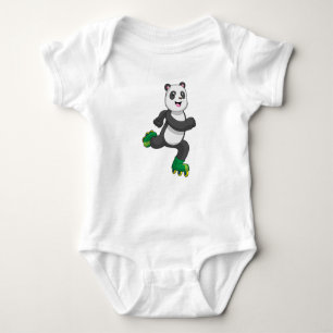 Panda als gealigneerde skater met Roller-schaatsen Romper