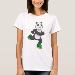 Panda als gealigneerde skater met Roller-schaatsen T-shirt
