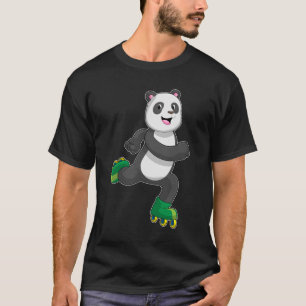 Panda als gealigneerde skater met Roller-schaatsen T-shirt