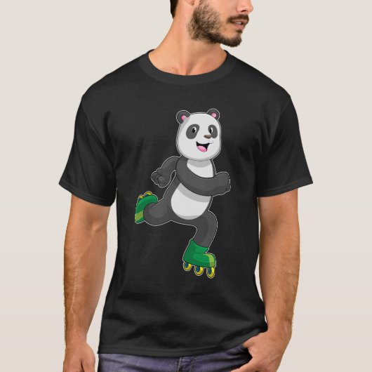 Panda als gealigneerde skater met Roller-schaatsen T-shirt (Voorkant)