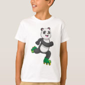 Panda als gealigneerde skater met Roller-schaatsen T-shirt (Voorkant)