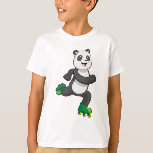 Panda als gealigneerde skater met Roller-schaatsen T-shirt