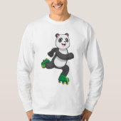 Panda als gealigneerde skater met Roller-schaatsen T-shirt (Voorkant)