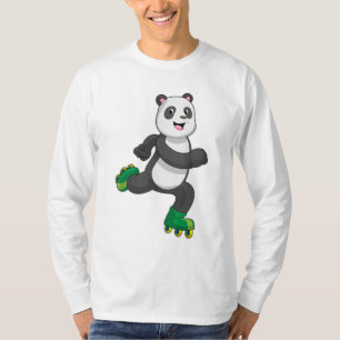 Panda als gealigneerde skater met Roller-schaatsen T-shirt