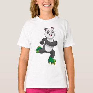 Panda als gealigneerde skater met Roller-schaatsen T-shirt