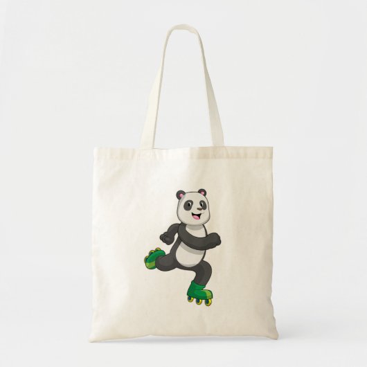 Panda als gealigneerde skater met Roller-schaatsen Tote Bag (Voorkant)
