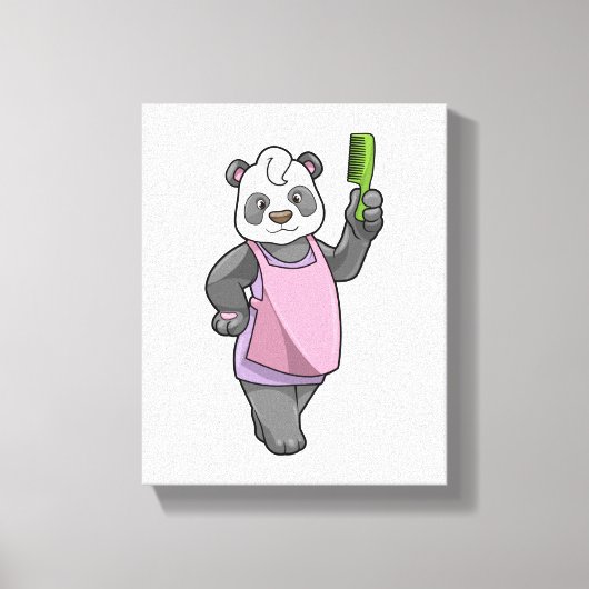 Panda als Hairdresser met Comb Canvas Afdruk (Voorkant)
