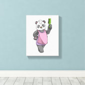 Panda als Hairdresser met Comb Canvas Afdruk (Insitu (Houten vloer))