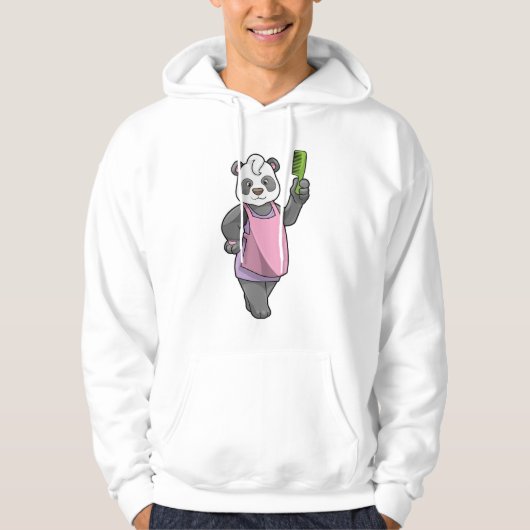 Panda als Hairdresser met Comb Hoodie (Voorkant)