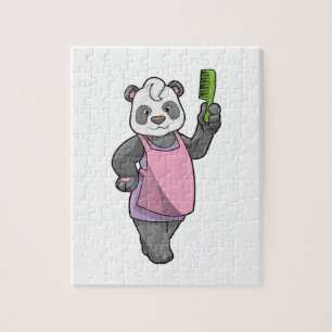 Panda als Hairdresser met Comb Legpuzzel