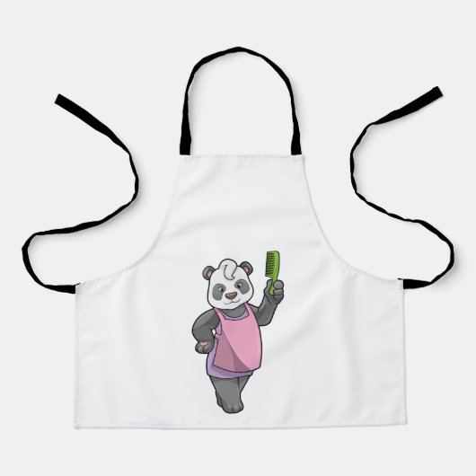 Panda als Hairdresser met Comb Schort (Voorkant)