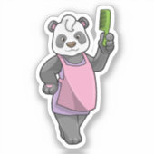 Panda als Hairdresser met Comb Sticker (Voorkant)