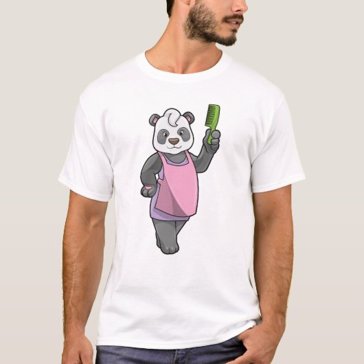 Panda als Hairdresser met Comb T-shirt (Voorkant)