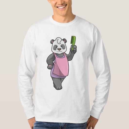Panda als Hairdresser met Comb T-shirt (Voorkant)