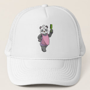 Panda als Hairdresser met Comb Trucker Pet
