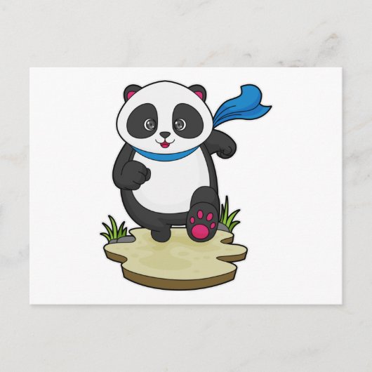 Panda als hardloper met sjaal briefkaart (Voorkant)
