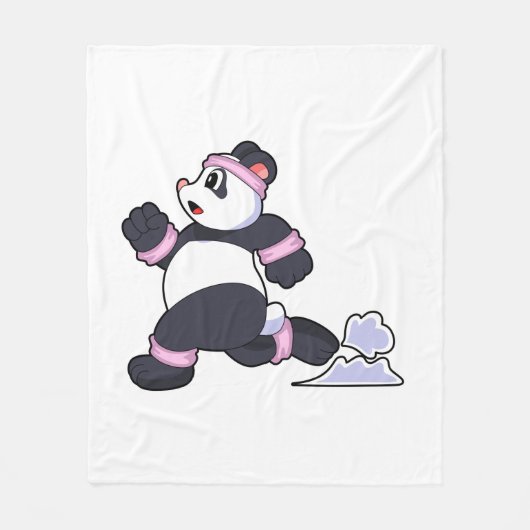 Panda als hardloper tijdens hardlopen fleece deken (Voorkant)