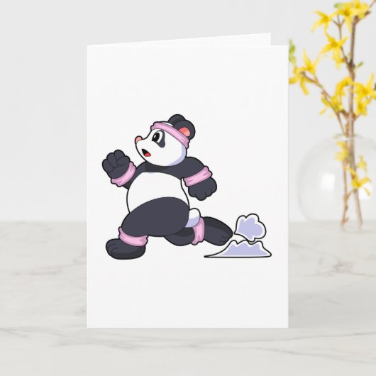 Panda als hardloper tijdens het hardlopen kaart (Gele Bloem)