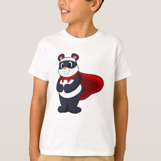 Panda als Hero met Masker & Cape T-shirt (Voorkant)