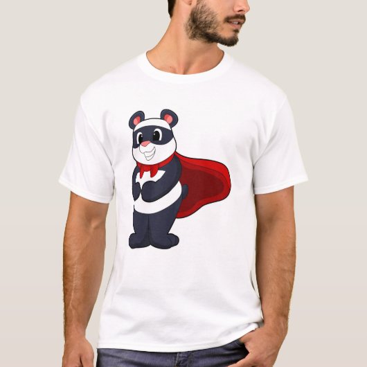 Panda als Hero met Masker & Cape T-shirt (Voorkant)