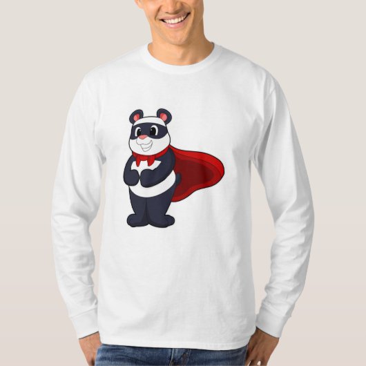 Panda als Hero met Masker & Cape T-shirt (Voorkant)