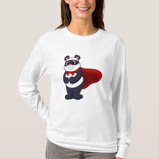 Panda als Hero met Masker & Cape T-shirt (Voorkant)