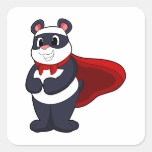 Panda als Hero met Masker & Cape Vierkante Sticker
