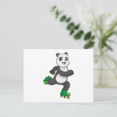 Panda als inline skater met inline skates briefkaart (Staand voorkant)