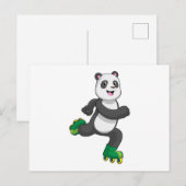 Panda als inline skater met rollerschaatsen briefkaart (Voorkant / Achterkant)