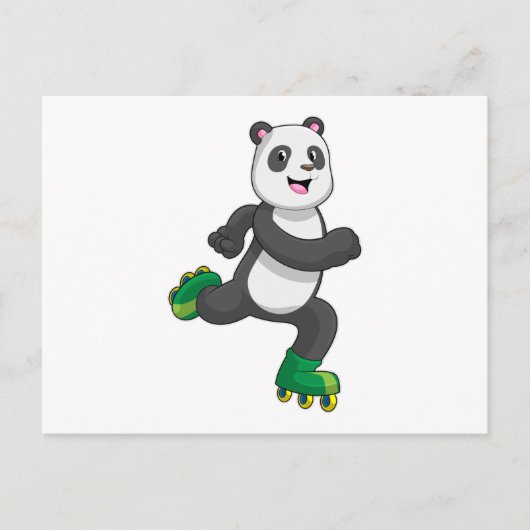 Panda als inline skater met rollerschaatsen briefkaart (Voorkant)