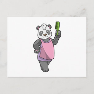 Panda als kapper met kam briefkaart