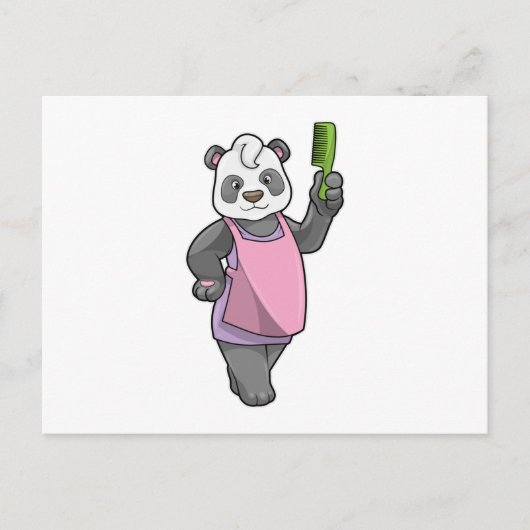 Panda als kapper met kam briefkaart (Voorkant)