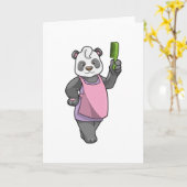 Panda als kapper met kam kaart (Gele Bloem)