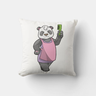 Panda als kapper met kam kussen