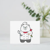 Panda als kok met soeplepel & wortel briefkaart (Staand voorkant)