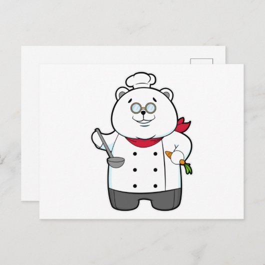 Panda als kok met soeplepel & wortel briefkaart (Voorkant / Achterkant)