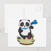 Panda als loper met sjaal briefkaart (Voorkant / Achterkant)
