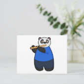 Panda als muzikant met fluit briefkaart (Staand voorkant)