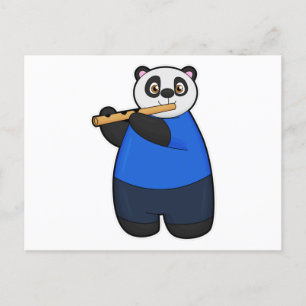 Panda als muzikant met flute briefkaart