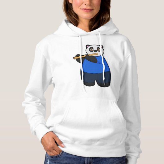 Panda als muzikant met flute hoodie (Voorkant)