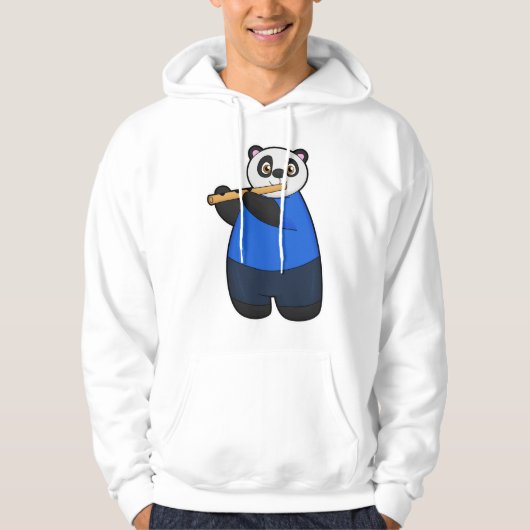 Panda als muzikant met flute hoodie (Voorkant)